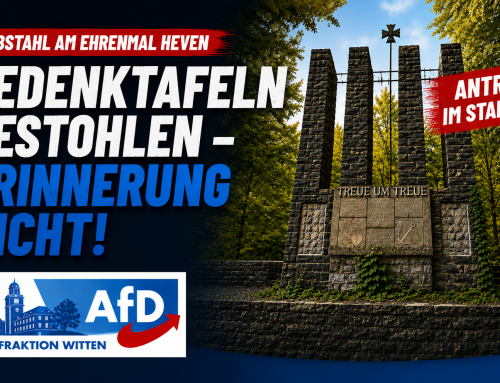 Dringlichkeitsantrag: Gestohlene Gedenktafeln am Ehrenmal in Witten-Heven umgehend erneuern!